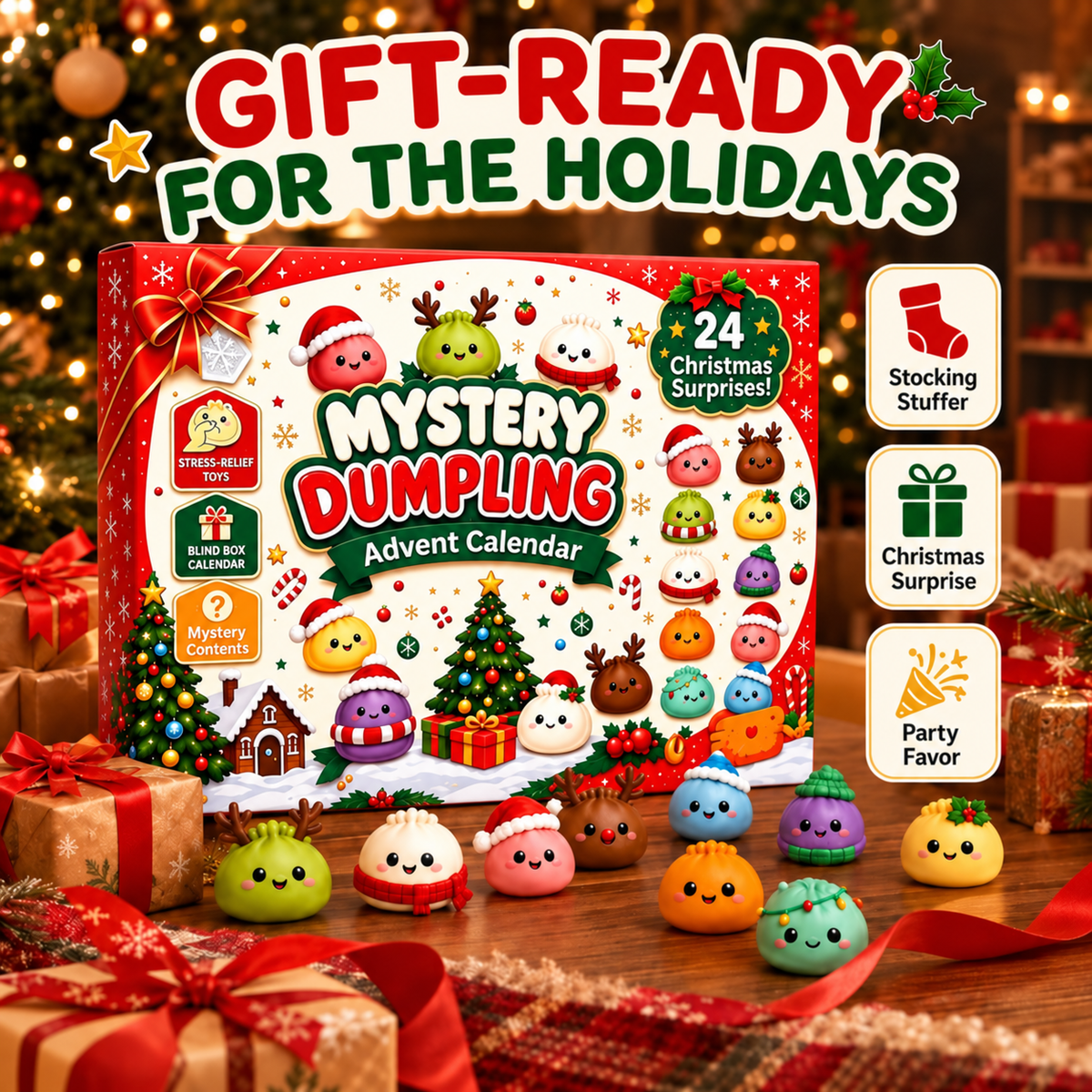 π 24 Days of Christmas Surprises! π Cute Dumpling Squishy Advent Calendar β The Perfect Holiday Gift for Kids!