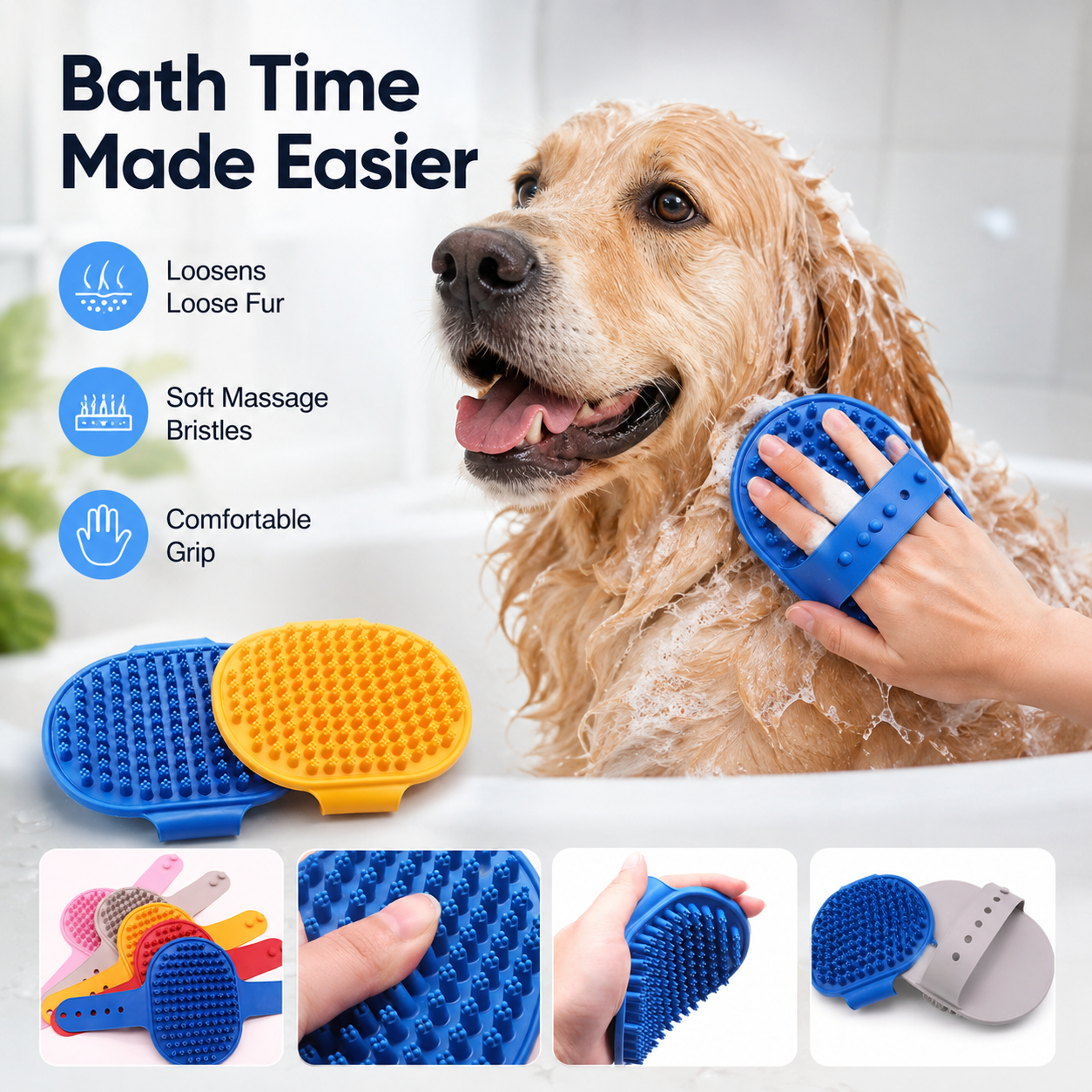 Silicone Pet Bath & Grooming Brush