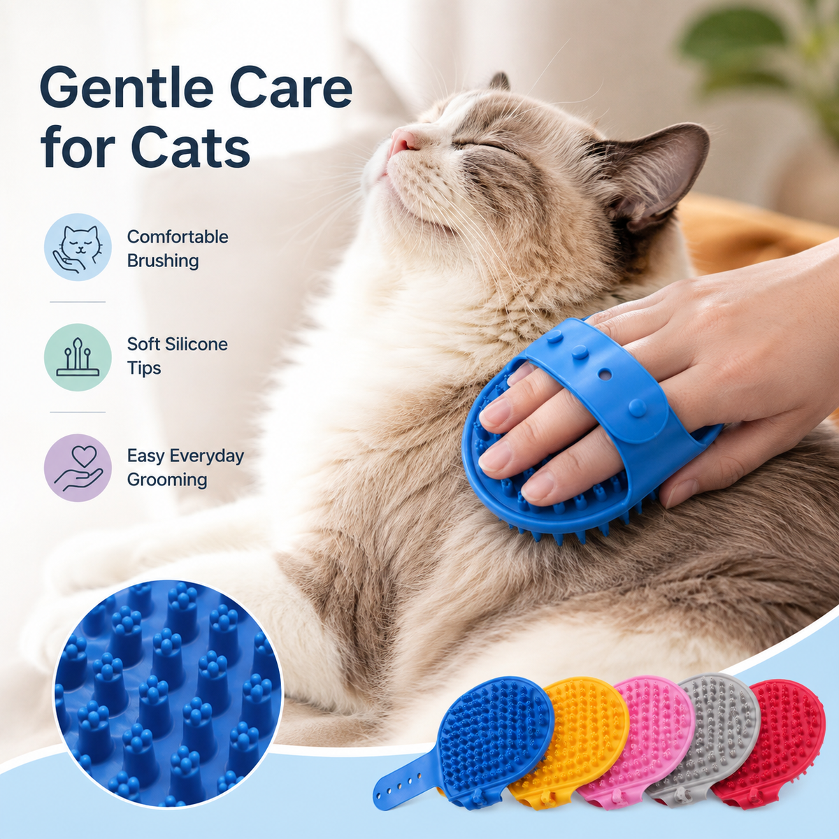 Silicone Pet Bath & Grooming Brush