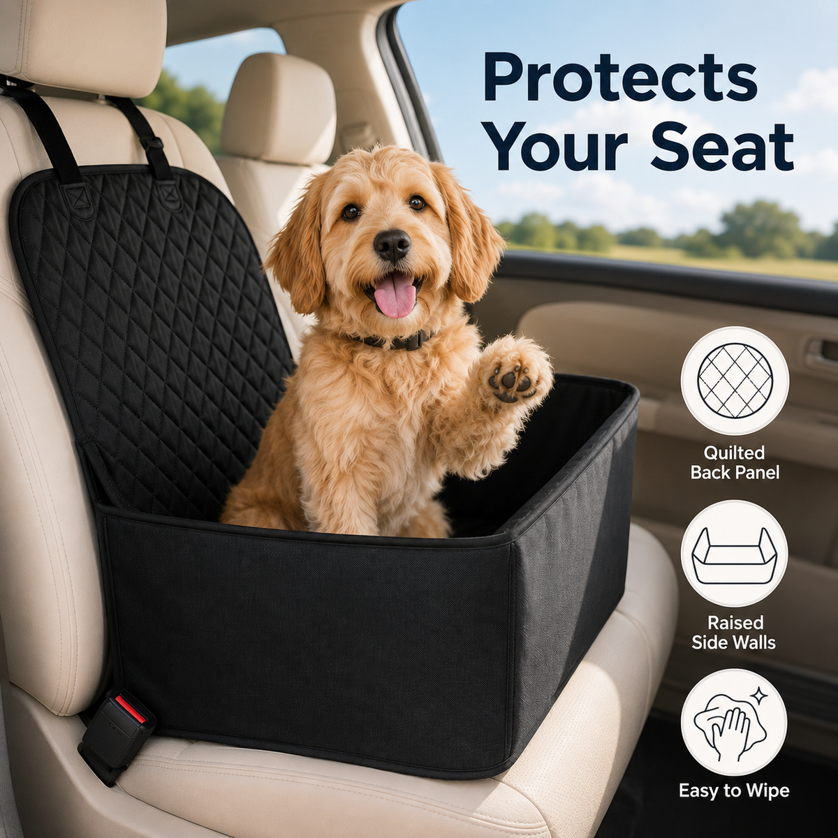 Quilted Pet Car Seat Protector