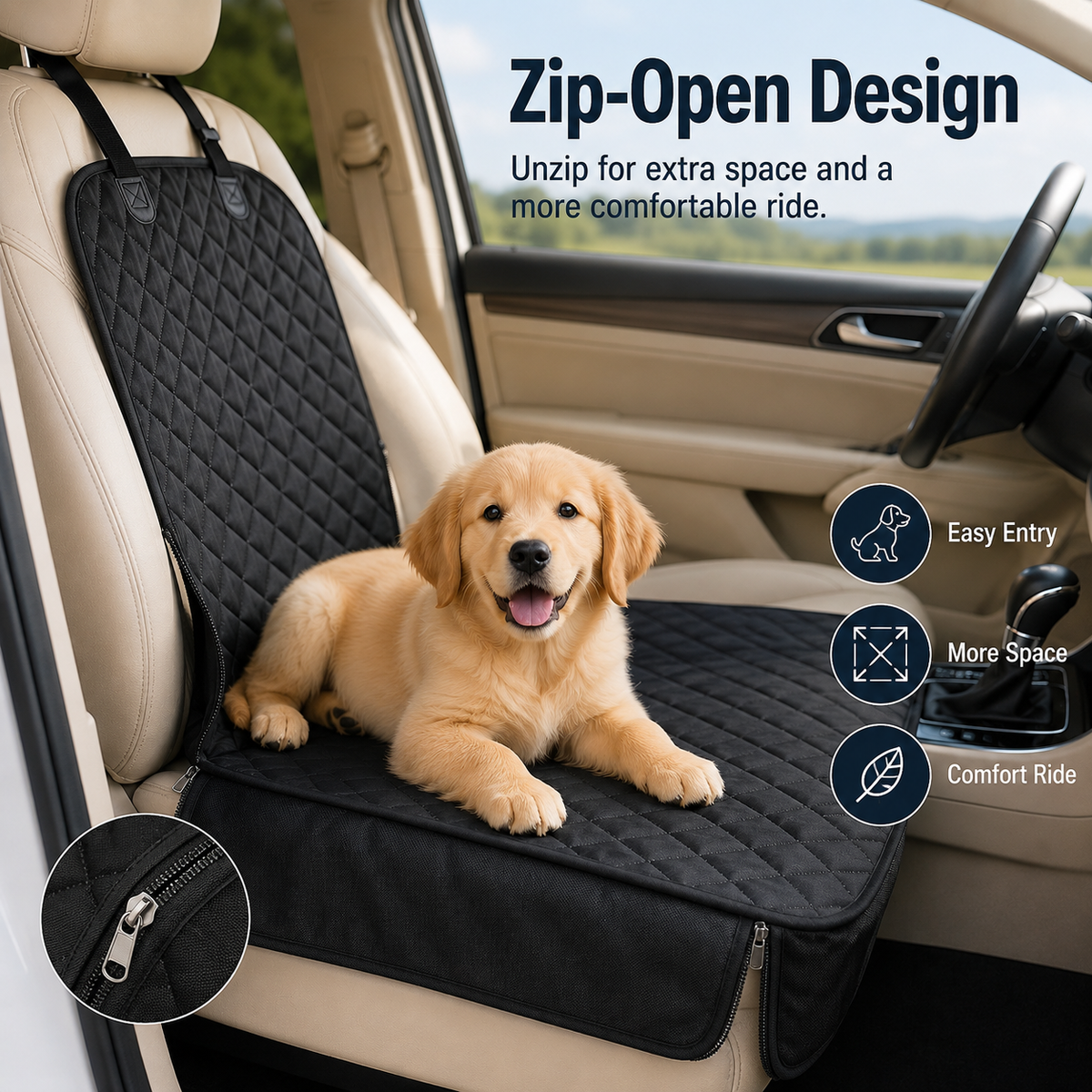 Quilted Pet Car Seat Protector