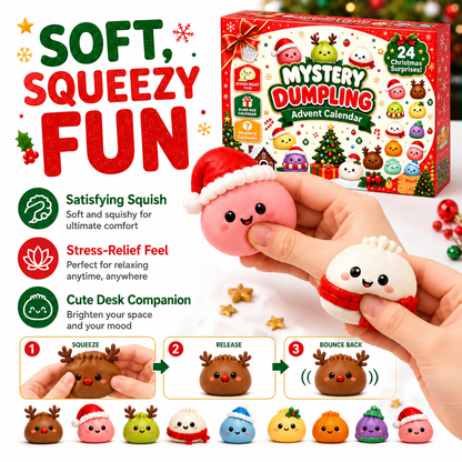 🎄 24 Days of Christmas Surprises! 🎁 Cute Dumpling Squishy Advent Calendar – The Perfect Holiday Gift for Kids!