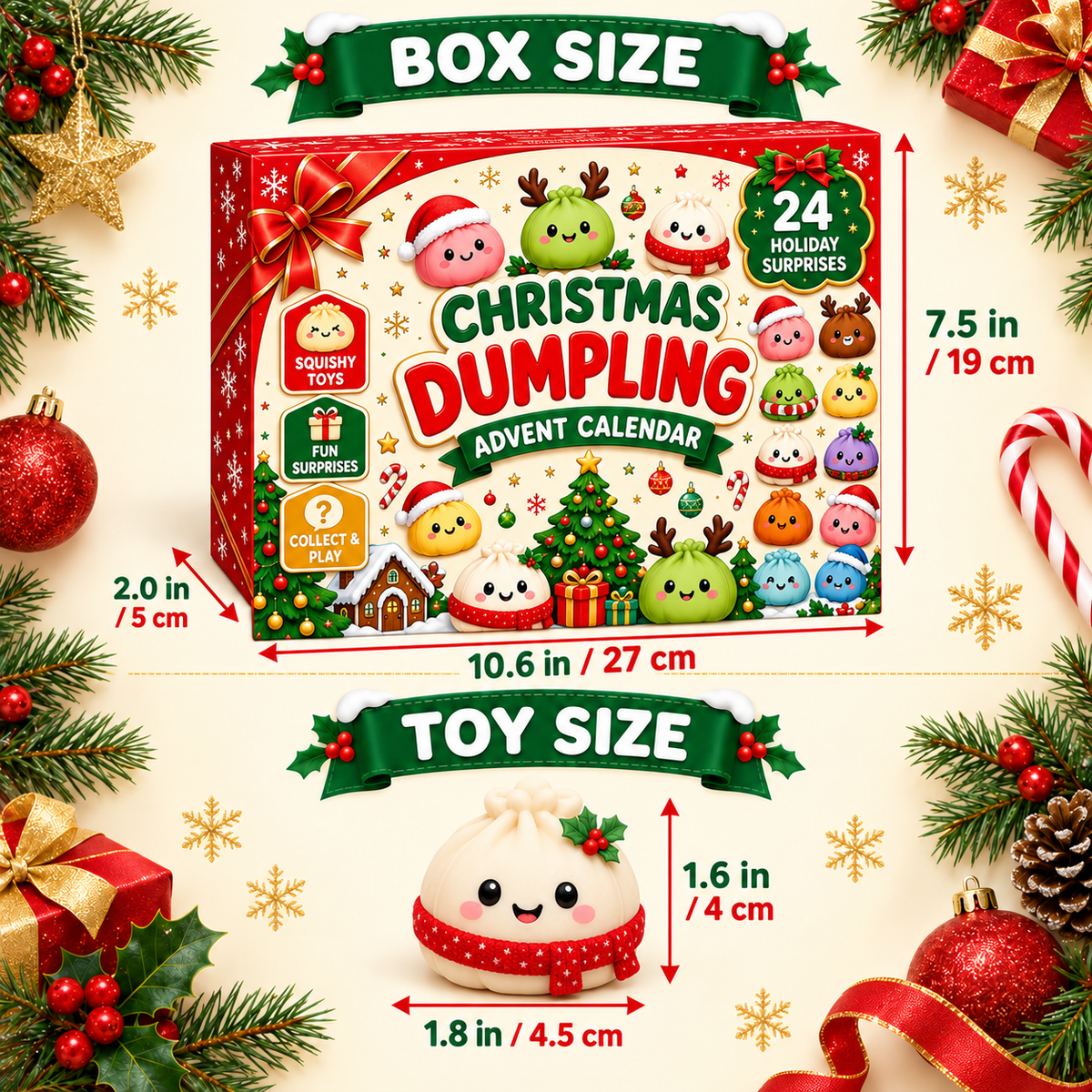 🎄 24 Days of Christmas Surprises! 🎁 Cute Dumpling Squishy Advent Calendar – The Perfect Holiday Gift for Kids!