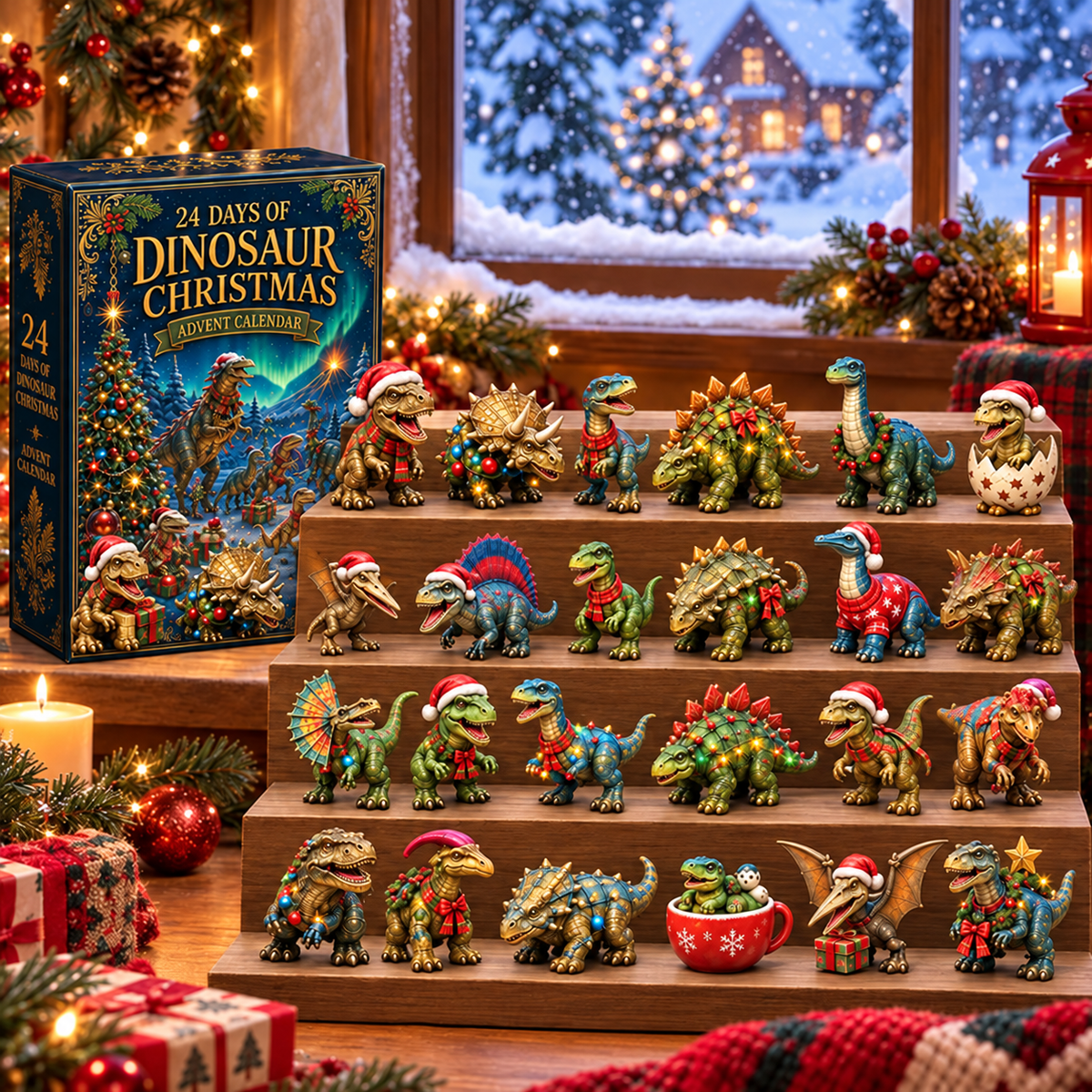 24 Collectible Dino Figurines &Holiday Surprises🎁
